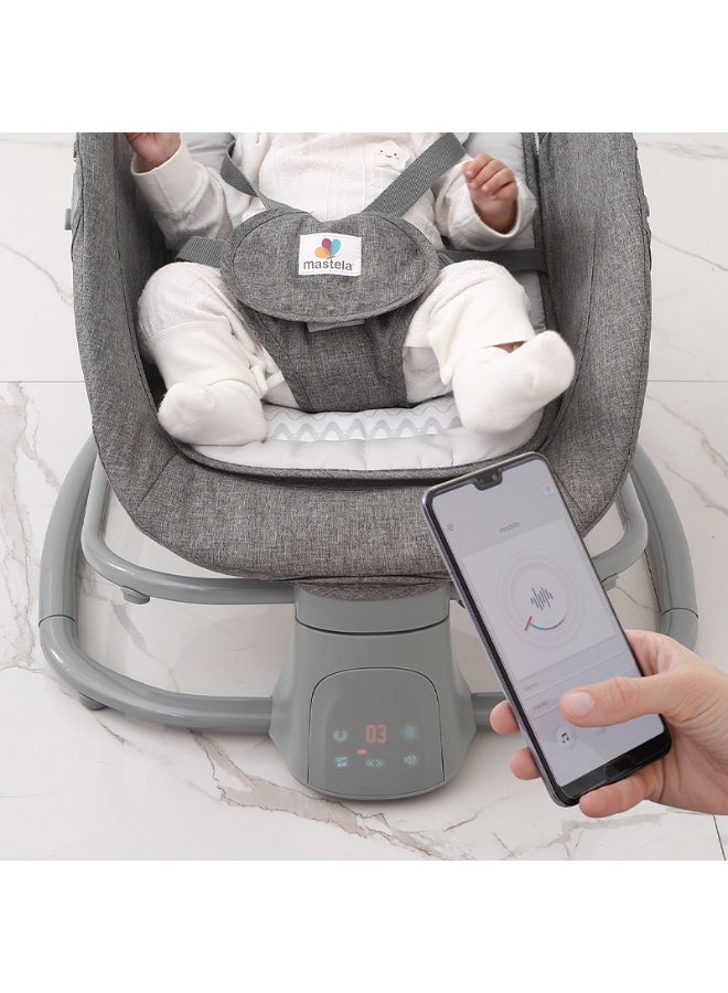Mastela 4-In-1 Baby Swing With Dinner Plate, App Control, Adjustable Backrest, And Electric Rocking Chair - Multicolor) - Image 2
