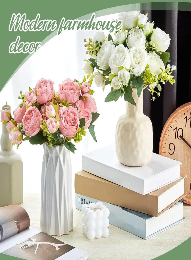 Jexine 12 Bundles Silk Artificial Peonies Flowers Faux Peony Bouquet Fake Peonies Artificial Flowers Bouquets for Vase Floral Arrangements Wedding Home Table Decoration (White, Pink) - Image 4