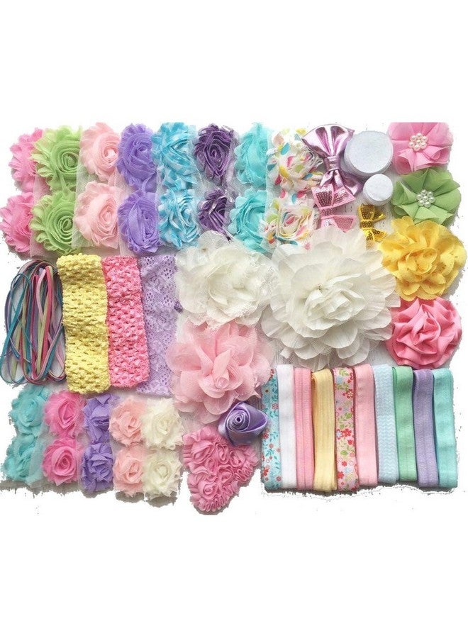 Bowtique Emilee Springtime Pastels DIY Baby Shower Headband Kit - Makes 30 Headbands, Includes 35 Flowers, 15 Yards of Elastic, Felt Circles, Embellishments, Bows and More - Image 2