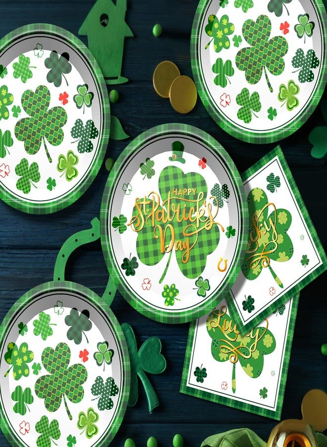 Baolaiballoon St. Patrick's Day Party Supplies Tableware Set Irish Shamrock Themed Tableware with Lucky Clover Paper Plates Napkins Cups Tablecloth Banner for St. Patrick's Day Party Decorations, Serves 24 - Image 4