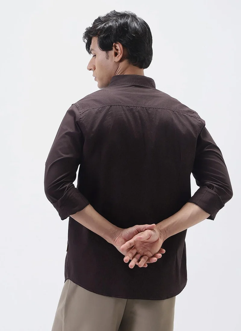 Urbano Fashion  Urbano Fashion Men's Cocoa Cotton Full Sleeve Regular Fit Casual Solid Shirt for Men | Best Price UAE