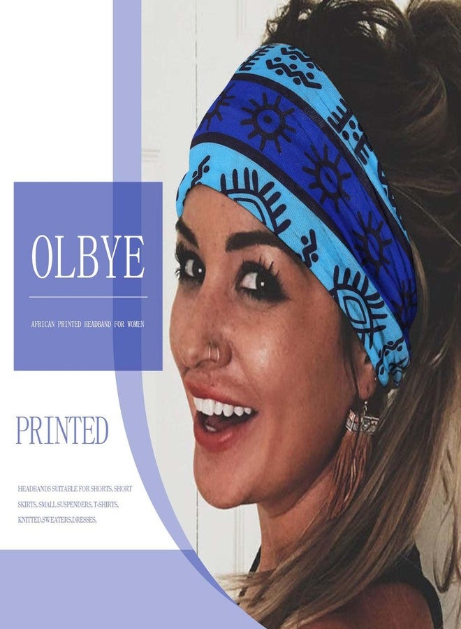 Olbye African Print Headbands Wide Stretch Headwrap Turban Knotted Non Slip Hairbands Yoga Running Athletic Head Bands Workout Boho Head Scarfs Hair Accessories for Women 4Pcs (African A, 9.4*5.9'') - Image 3