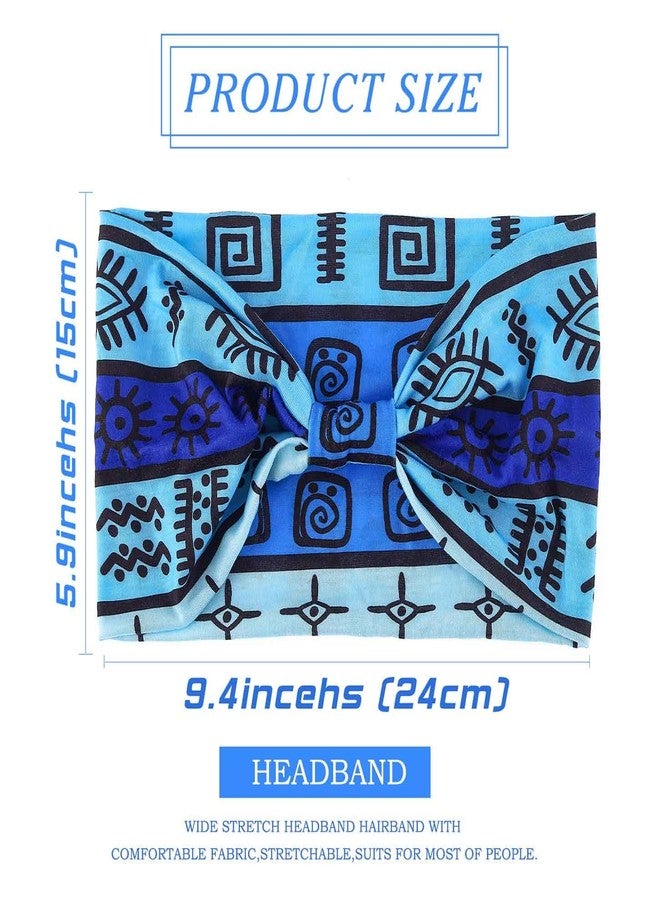 Olbye African Print Headbands Wide Stretch Headwrap Turban Knotted Non Slip Hairbands Yoga Running Athletic Head Bands Workout Boho Head Scarfs Hair Accessories for Women 4Pcs (African A, 9.4*5.9'') - Image 5