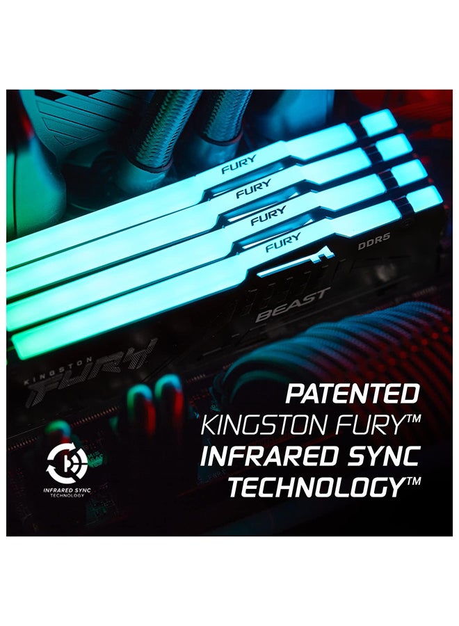 Kingston Fury Beast 64GB (2x32 GB Kit) DDR5 Desktop Memory, 5200MT/s, CL40 DIMM Cas Latency, Intel XMP 3.0, Infrared Sync Technology, Overclocking Stability, KF552C40BBAK2-64 - Image 4