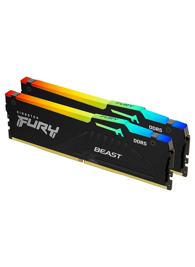 Kingston Fury Beast 64GB (2x32 GB Kit) DDR5 Desktop Memory, 5200MT/s, CL40 DIMM Cas Latency, Intel XMP 3.0, Infrared Sync Technology, Overclocking Stability, KF552C40BBAK2-64 - Image 1