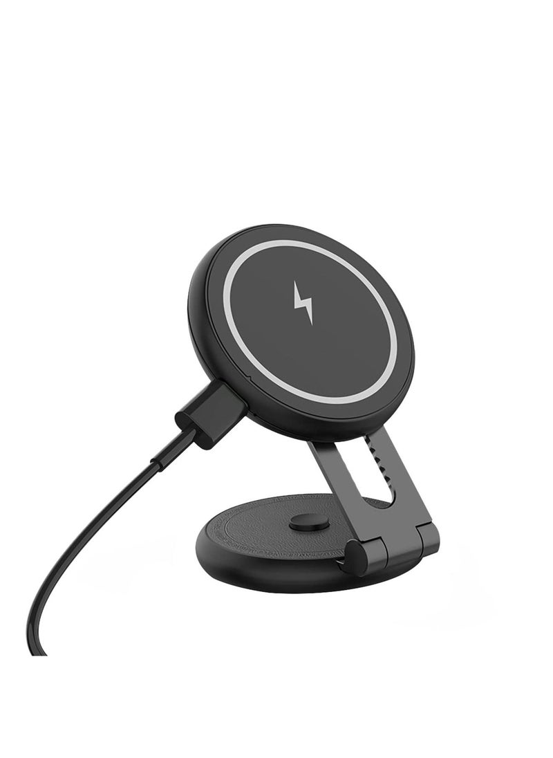 Y&D - Magnetic Wireless Car Charger Mount Compatible with MagSafe Designed for Tesla Model 3/Y, 15W Fast Charging Phone Foldable Invisible Dashboard iPhone 14/13/12(Black) - Image 1