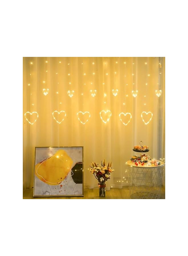The Bros Curtain Light, 138 LED Love Heart Remote Control Curtain Light, Warm White Curtain Light, 8 Flashing Modes, Suitable for Valentine's Day, Christmas, Wedding, Bedroom Party, Birthday, Bar Decoration  - Image 2