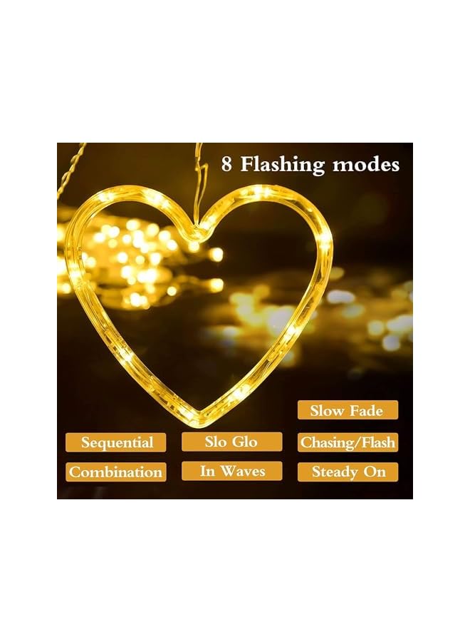 The Bros Curtain Light, 138 LED Love Heart Remote Control Curtain Light, Warm White Curtain Light, 8 Flashing Modes, Suitable for Valentine's Day, Christmas, Wedding, Bedroom Party, Birthday, Bar Decoration  - Image 5