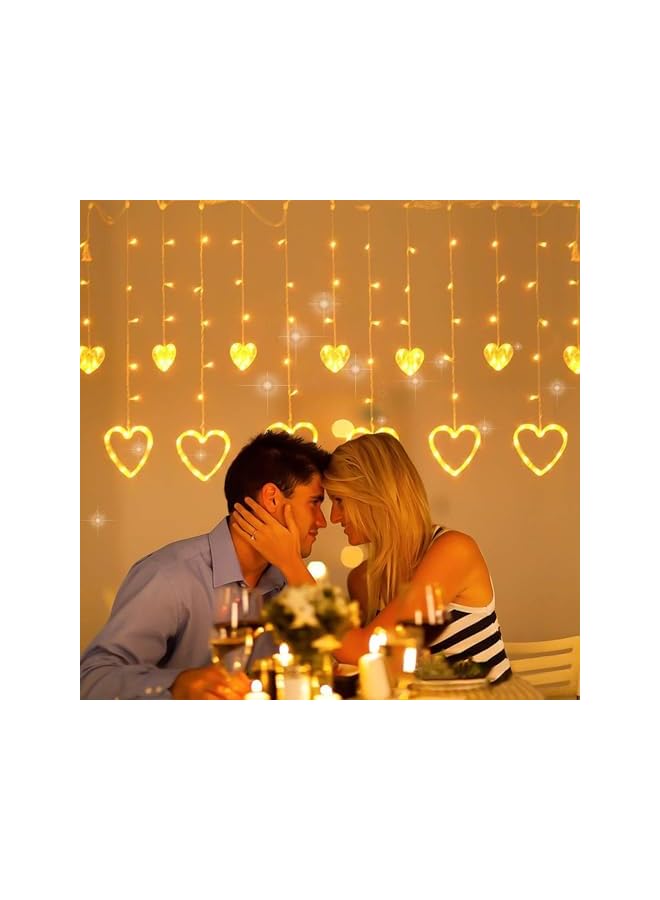 The Bros Curtain Light, 138 LED Love Heart Remote Control Curtain Light, Warm White Curtain Light, 8 Flashing Modes, Suitable for Valentine's Day, Christmas, Wedding, Bedroom Party, Birthday, Bar Decoration  - Image 4