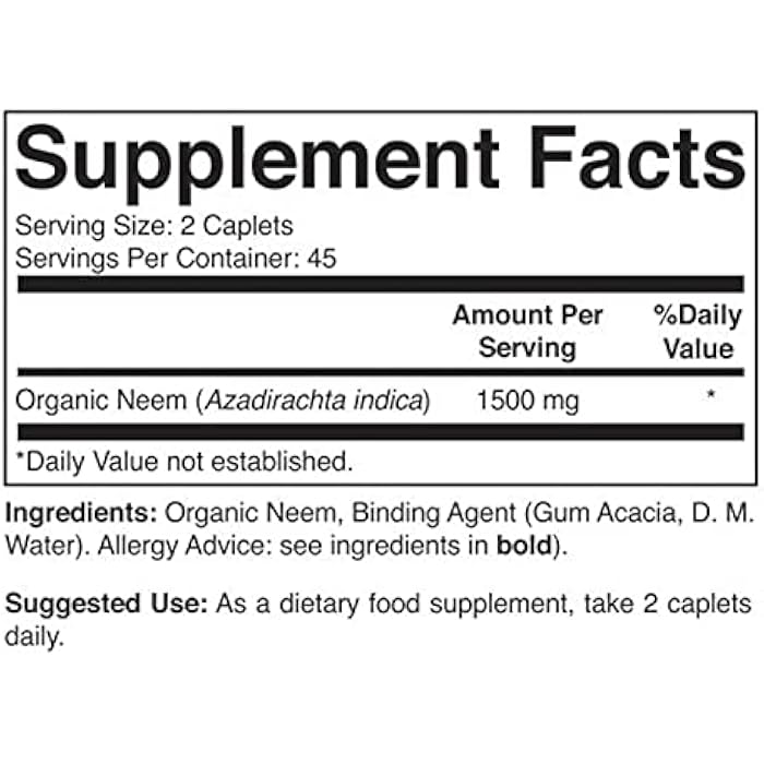 Brieofood Organic Neem 1500mg, 45 Servings, Vegetarian, Gluten Free, 90 Vegetarian Tablets - Image 3