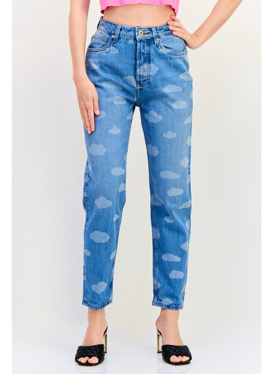ONLY Women Mom Fit Washed No Stretch Jeans, Blue  - Image 1