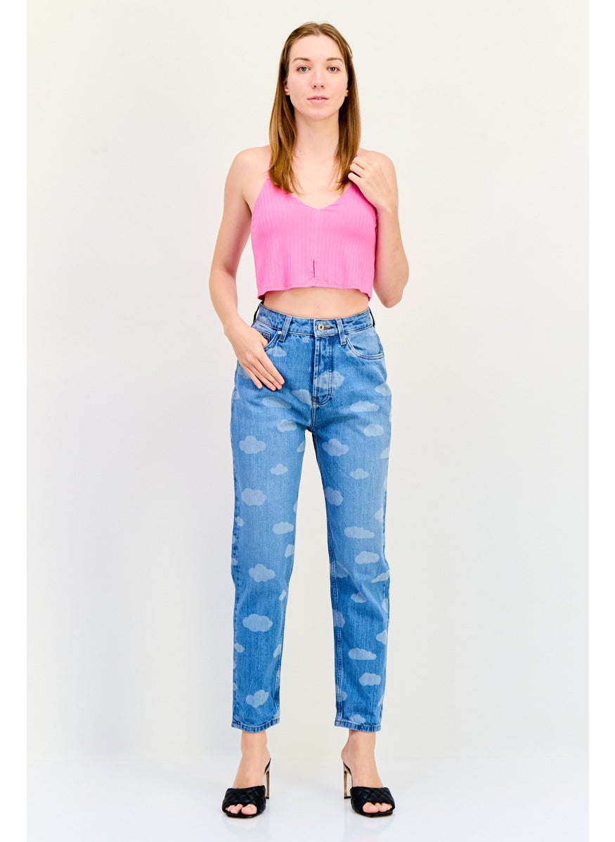 ONLY Women Mom Fit Washed No Stretch Jeans, Blue  - Image 2