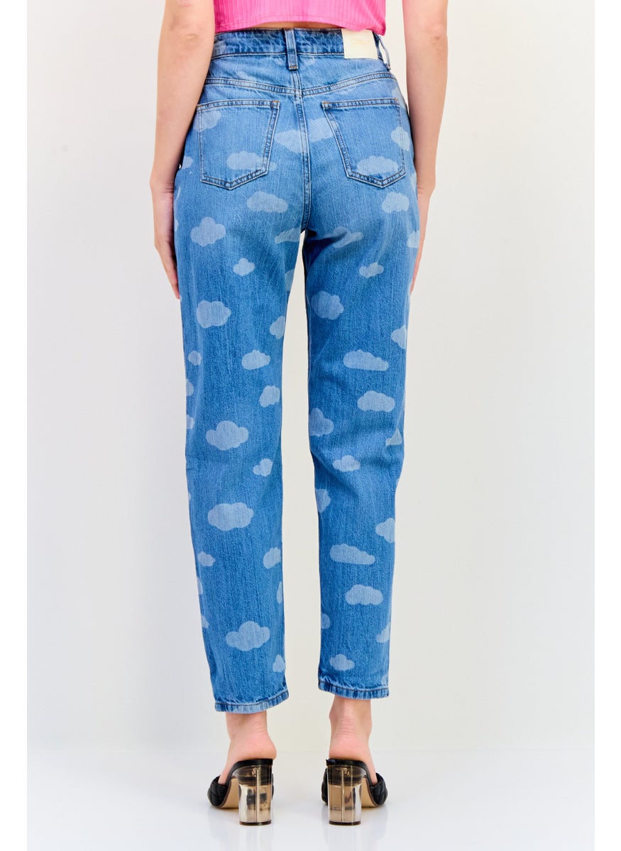 ONLY Women Mom Fit Washed No Stretch Jeans, Blue  - Image 3