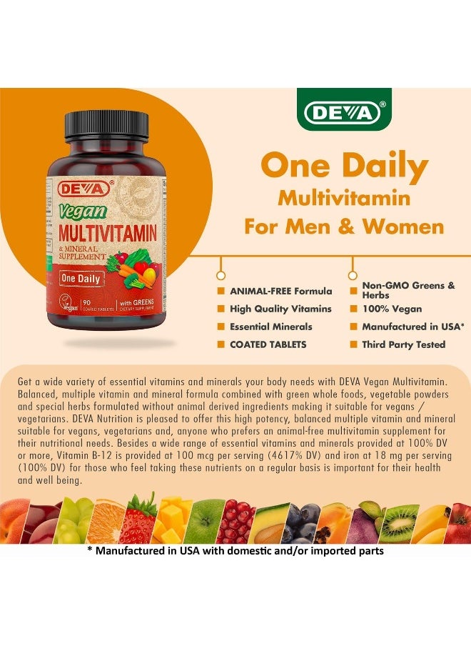 Deva Deva Vegan Multivitamin And Mineral Supplement 90 Coated Tablets (Pack Of 2)  - Image 1