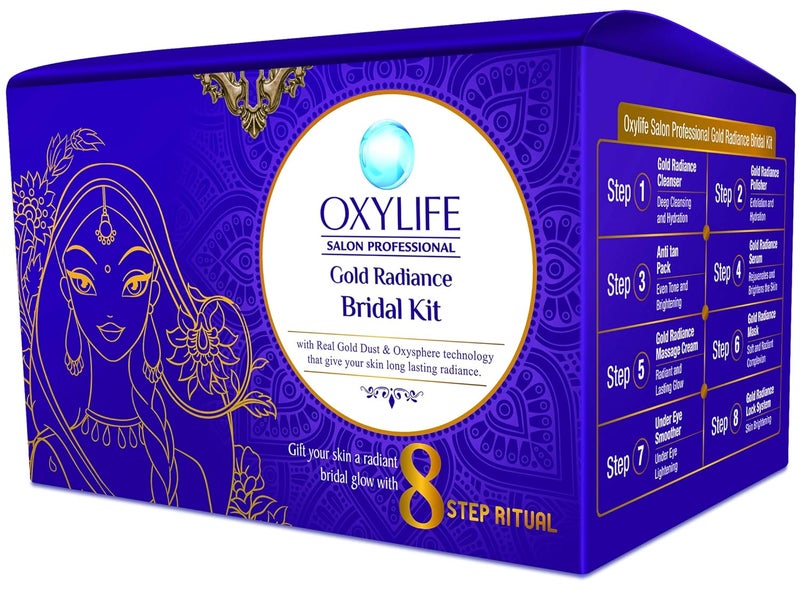 Oxylife Salon Professional Gold Radiance Bridal Kit 336g with x2 Jaquline Kajal Free Complete Kit for Bridal Radiance Deep Cleansing Hydration Long Lasting Glow Enriched with Gold Natural Ingredients Professional Spa Like Experience - Image 4