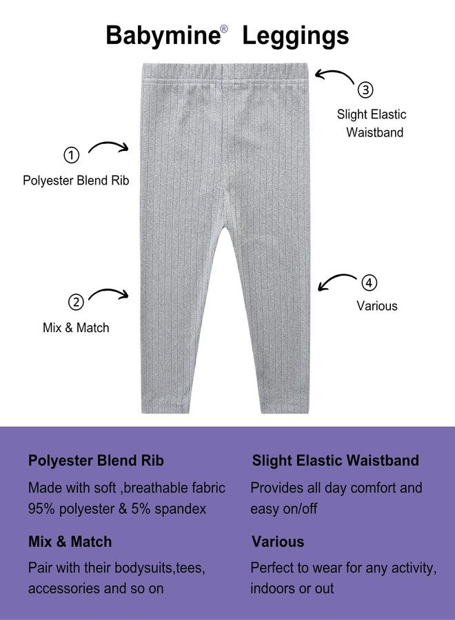 Babymine Baby Girls' Multi-Pack Active Pants Set 24 Months Girls Clothes Black Gray Pink - Image 3