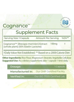 Nootropics Depot Cognance Enhanced Bacopa Capsules ; 100Mg ; 10% Ebelin Lactone ; Bacopa Monnieri ; Mood Memory & 5Ht2A Activation  - Image 3