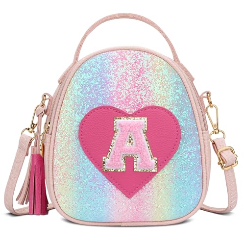KKXIU Birthday Gifts for Girls Initial Little Girl Crossbody Bag Personalized Kids Toddler Purse with Tassel ShineA - Image 1