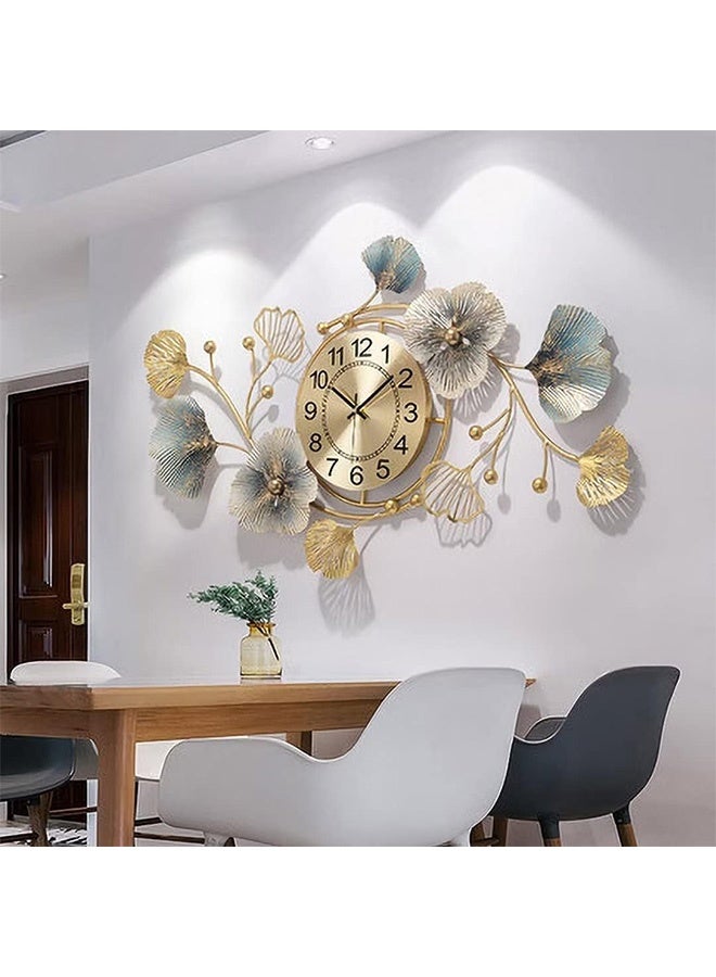 VOGMAX Large metal wall clock, silent creative decorative clock, 3D ginkgo leaf wall clock, suitable for decoration in living room, bedroom, kitchen and office - Image 5