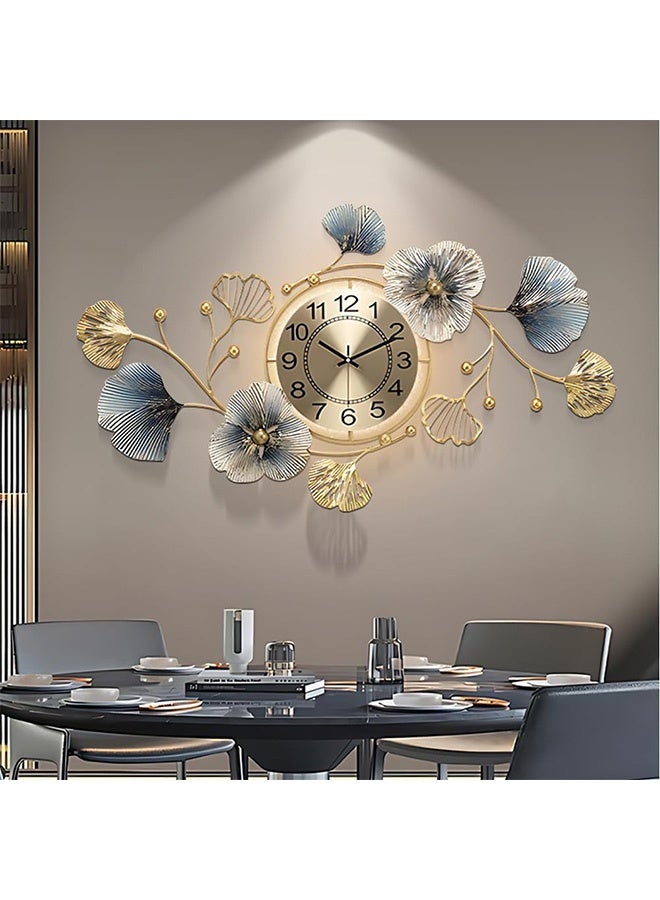VOGMAX Large metal wall clock, silent creative decorative clock, 3D ginkgo leaf wall clock, suitable for decoration in living room, bedroom, kitchen and office - Image 1