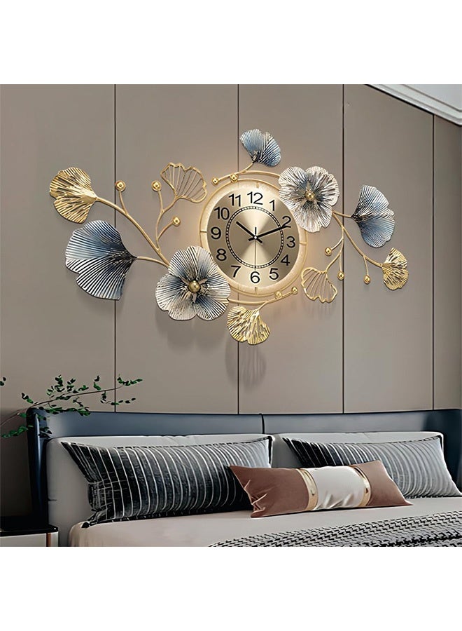 VOGMAX Large metal wall clock, silent creative decorative clock, 3D ginkgo leaf wall clock, suitable for decoration in living room, bedroom, kitchen and office - Image 3