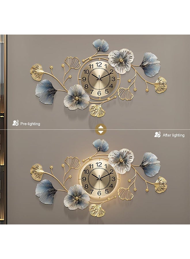 VOGMAX Large metal wall clock, silent creative decorative clock, 3D ginkgo leaf wall clock, suitable for decoration in living room, bedroom, kitchen and office - Image 4