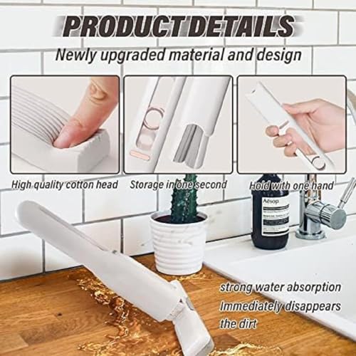 SILENCIO Mini Mop for Kitchen with Sponge Portable Mini Mop Self Squeeze Strong Absorbent Magic Wiper for Kitchen Wet and Dry Use - Image 5