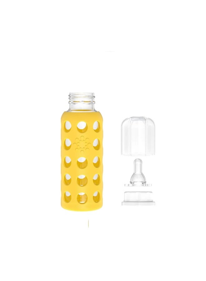 Lifefactory 9-Oz Glass Baby Bottle with Stage 2 Nipple and Protective Silicone Sleeve Mango - Image 2