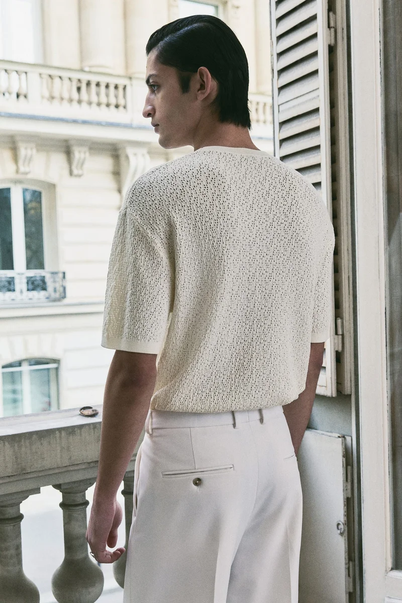 H&M Regular Fit Textured-knit T-shirt