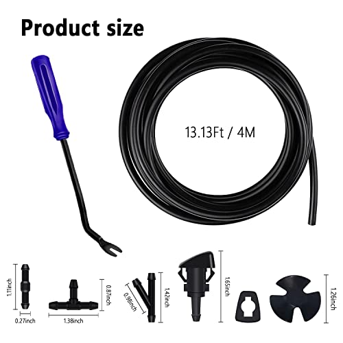 NHHC 19PCS Windshield Washer Nozzles Hose Kit,Hose Connectors,Windshield Washer Spray Nozzle and Gaskets,Compatible with Dodge,Ram,Chrysler (19PCS/Blue) - Image 2