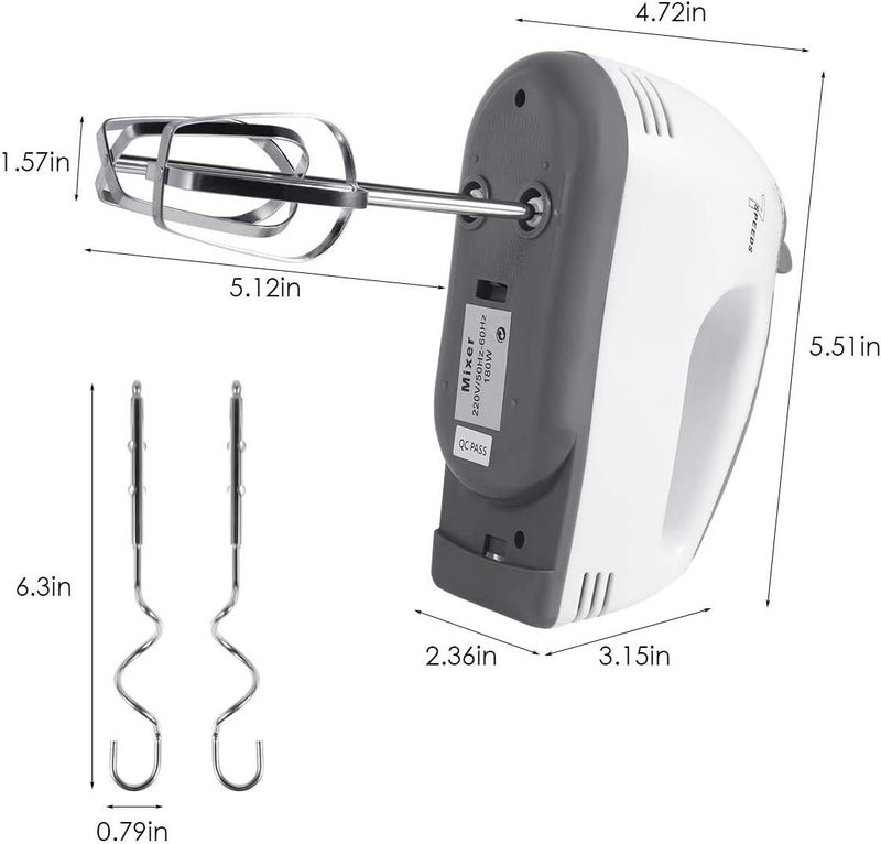 ACHAS Electric Hand Mixer Beaters, Lightweight Handheld,7-Speed,Food Beater with Two Beaters,Two Dough Hooks/Egg Beater,Cake Mixer,Milk frother,Egg Whisk,Bread Maker - Image 5