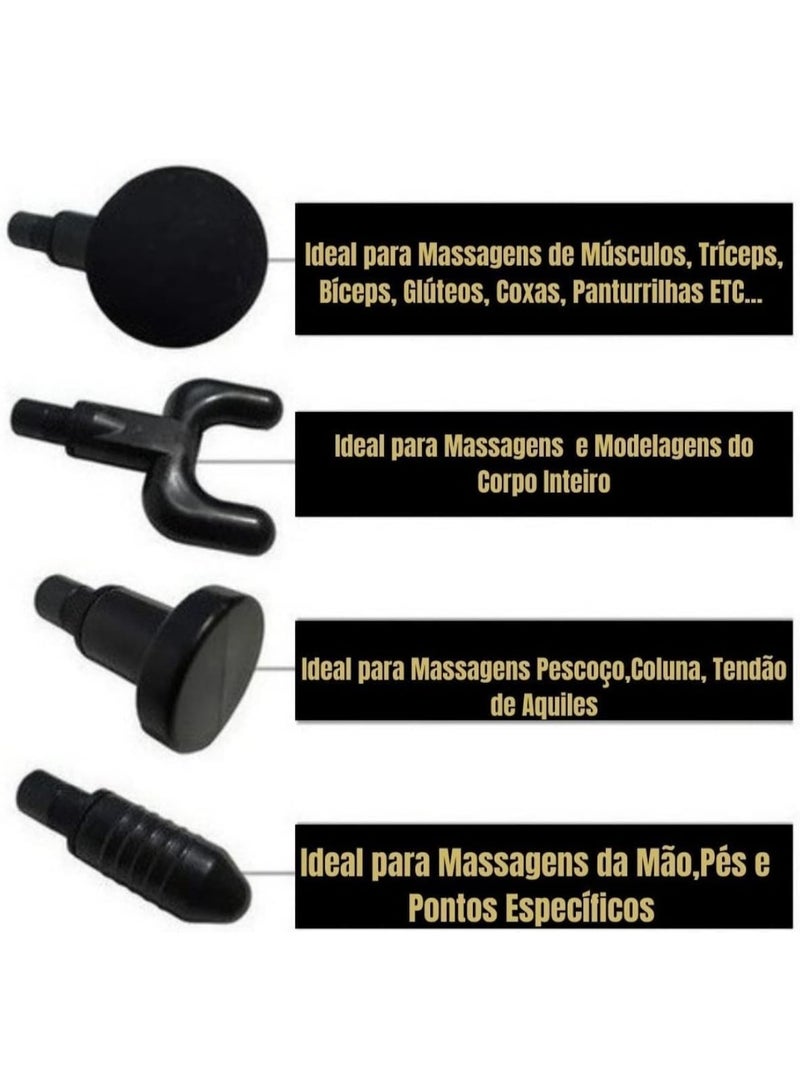 مسدس تدليك عضلات صغير، مسدس محمول احترافي مع شحن من النوع C منخفض الضوضاء، مزودة بـ 6 سرعات و4 رؤوس لتدليك الظهر والرقبة (لون عشوائي) - Image 3