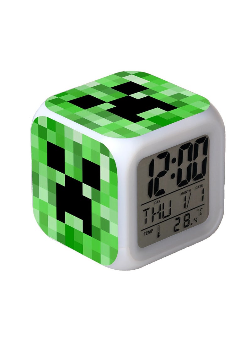 Generic - 7 Color LED Light Minecraft Alarm Clock Display Temperature and Date - Image 1
