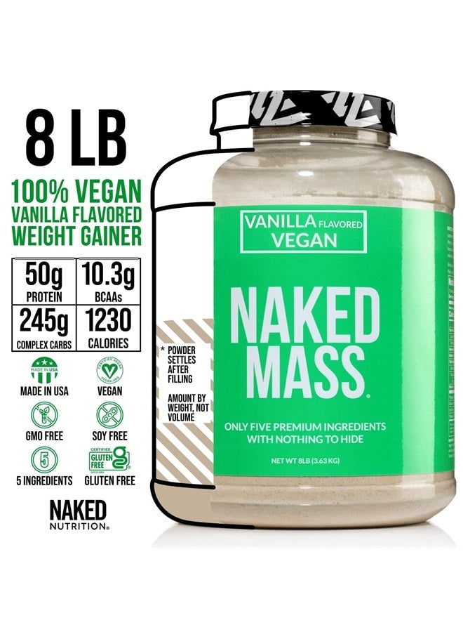 Nakd Mass - Vanilla Vegan Weight Gainer - 8Lb Bulk، خالٍ من الكائنات المعدلة وراثيًا والغلوتين والصويا ومنتجات الألبان. بدون مكونات صناعية - 1230 سعرة حرارية - 11 وجبة - Image 3