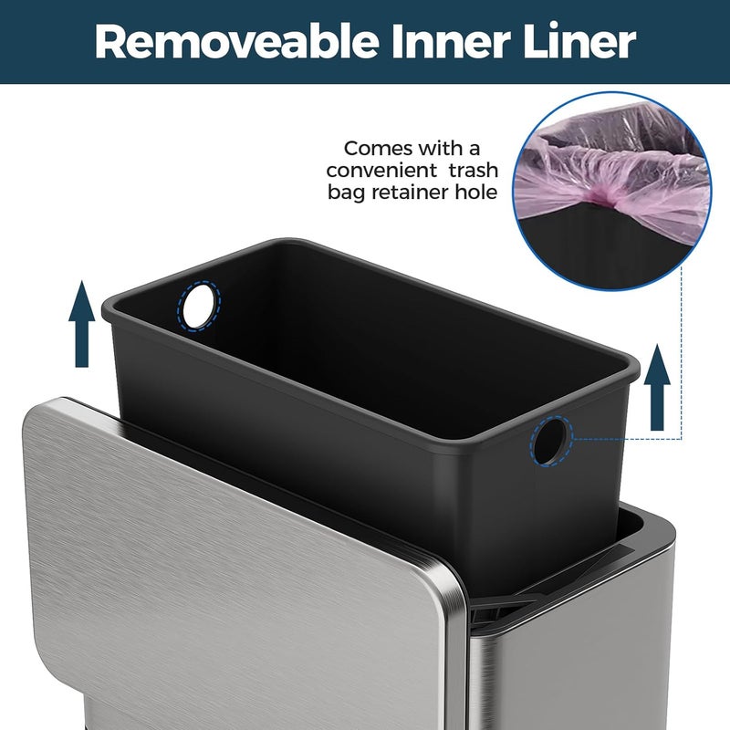 LINSSEN Stainless Steel Hanging Trash Can with Lid and Inner Bucket, 1 Gallon Kitchen Compost Bin for Counter Top, Under Sink or Wall Mount, Small Garbage Can for Cupboard/Bathroom/Bedroom/RV - Image 5
