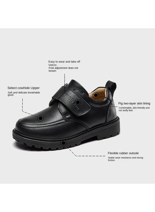 YEARCON Top Grain Leather】formal Performance Shoes For Boys, Children's Black Leather Dress Shoes, Versatile School Season Campus Ceremonial Performance Shoes - Image 4