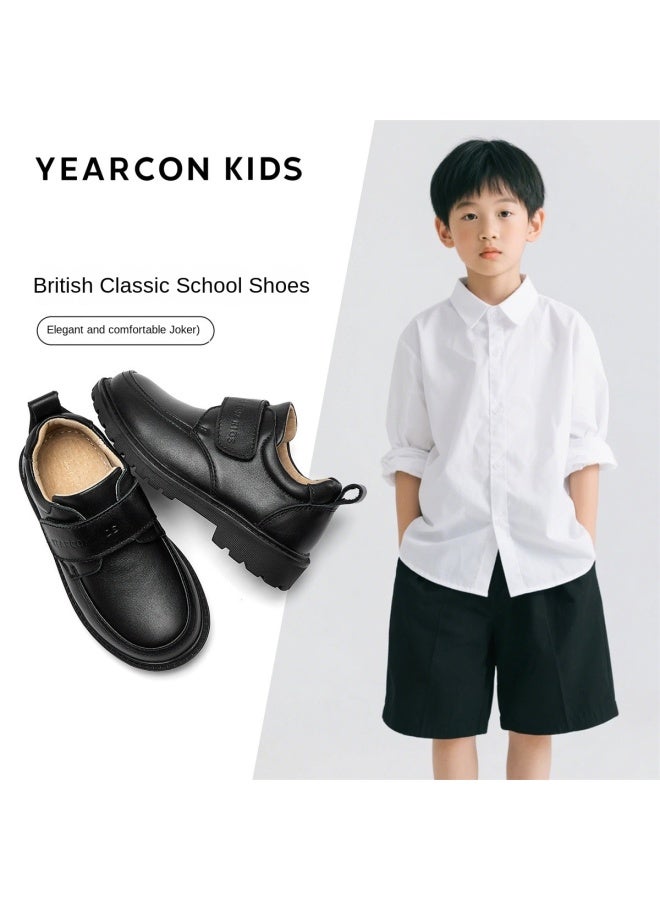 YEARCON Top Grain Leather】formal Performance Shoes For Boys, Children's Black Leather Dress Shoes, Versatile School Season Campus Ceremonial Performance Shoes - Image 2