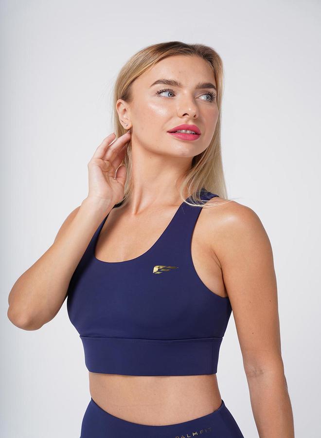 PALMFIT Women Navy Blue Cross Strap Nova Active Sports Bra - Image 2