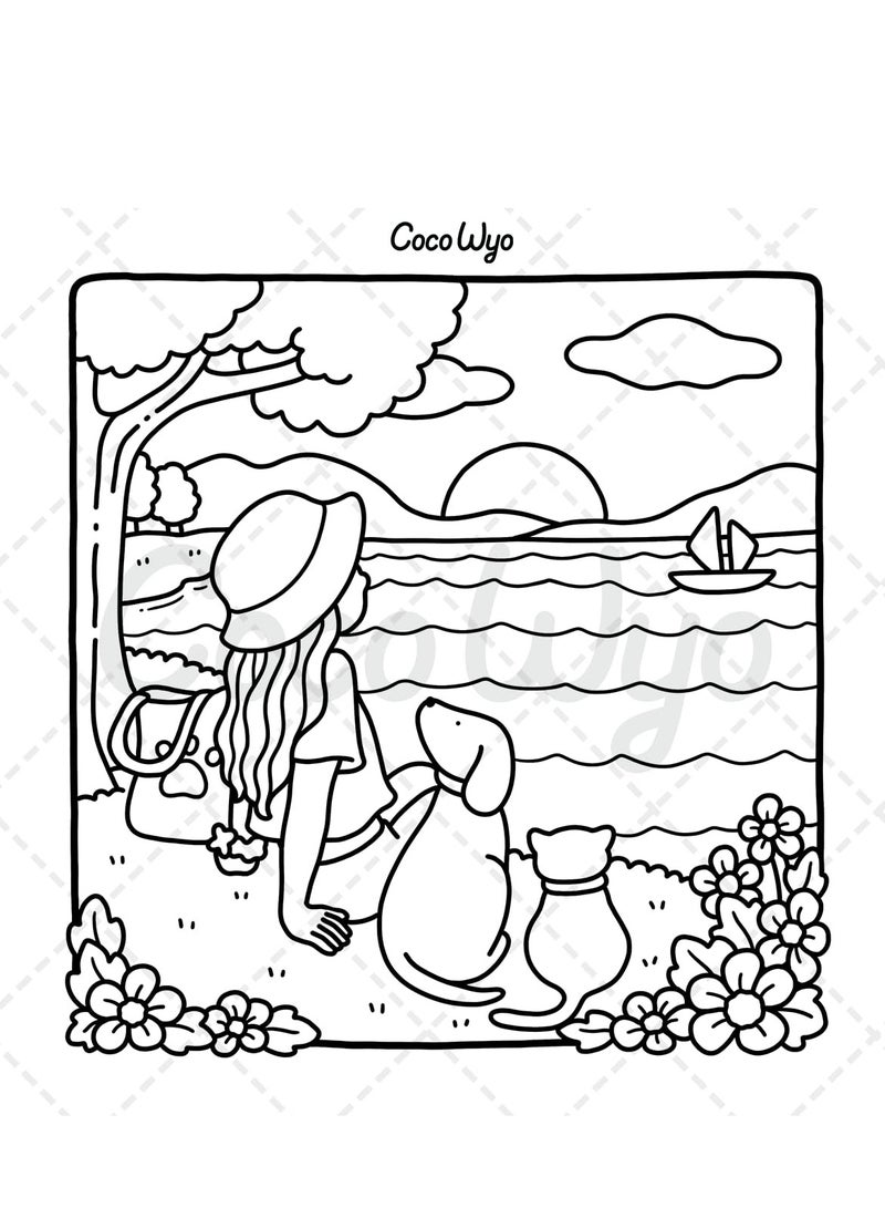 عام لحظات الفتاة: كتاب تلوين للكبار والمراهقين - أنشطة يومية لطيفة ومريحة، رسوم تأملية | فن علاجي مُهدئ للقلق، مجموعة مساحات مريحة (تلوين) - Image 5