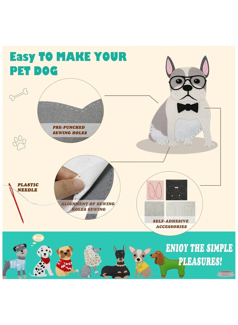 SOLARAE 8 Pcs Puppy Craft Kit DIY Crafting and Sewing Set Dog Stuffed Animal Felt Plushie Fine Motor Skills Toys Educational Gifts for Educational Beginners Sewing Set Sewing Kits - Image 4