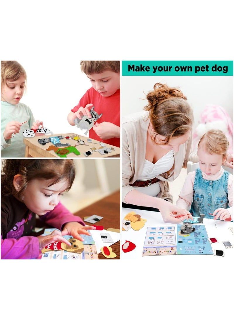 SOLARAE 8 Pcs Puppy Craft Kit DIY Crafting and Sewing Set Dog Stuffed Animal Felt Plushie Fine Motor Skills Toys Educational Gifts for Educational Beginners Sewing Set Sewing Kits - Image 2