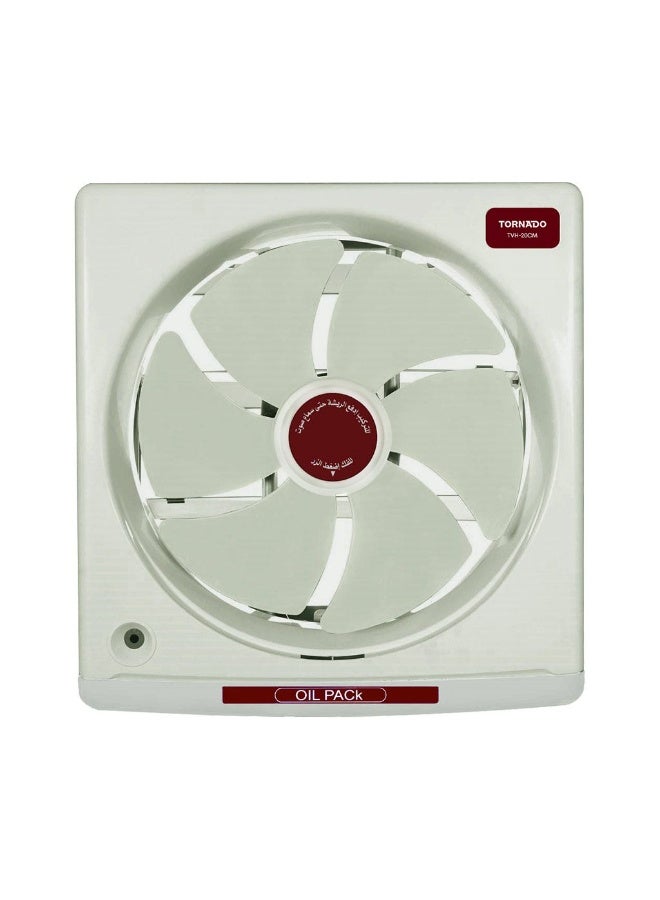 شفاط مطبخ وحمام تورنادو، مقاس 30 سم (12 بوصة)، هيكل معدني، قوة شفط فائقة، لون أبيض - موديل TVH-30CM