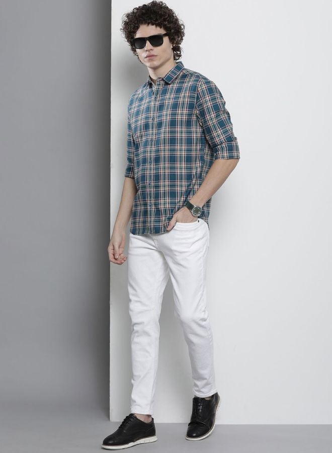 The Indian Garage Co Men Regular Fit Checkered Full Sleeves Cutaway Collar Casual Shirt - Image 5