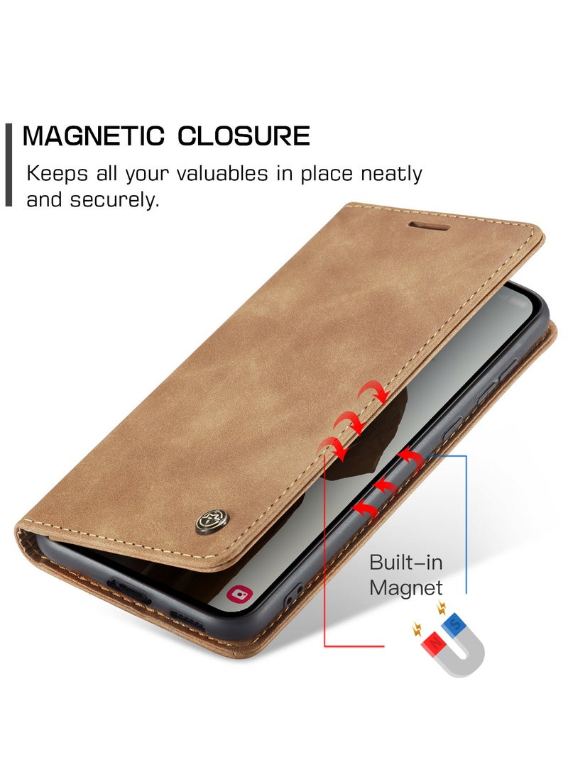 CaseMe For Samsung Galaxy A-55 Cover, Soft PU Leather Shockproof Mobile Phone Wallet Case, Full Body Protective Flip Cover Magnetic Adsorption Back Cover - Image 3