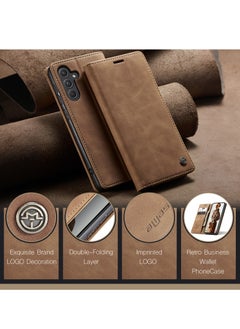 CaseMe For Samsung Galaxy A-55 Cover, Soft PU Leather Shockproof Mobile Phone Wallet Case, Full Body Protective Flip Cover Magnetic Adsorption Back Cover  - Image 4
