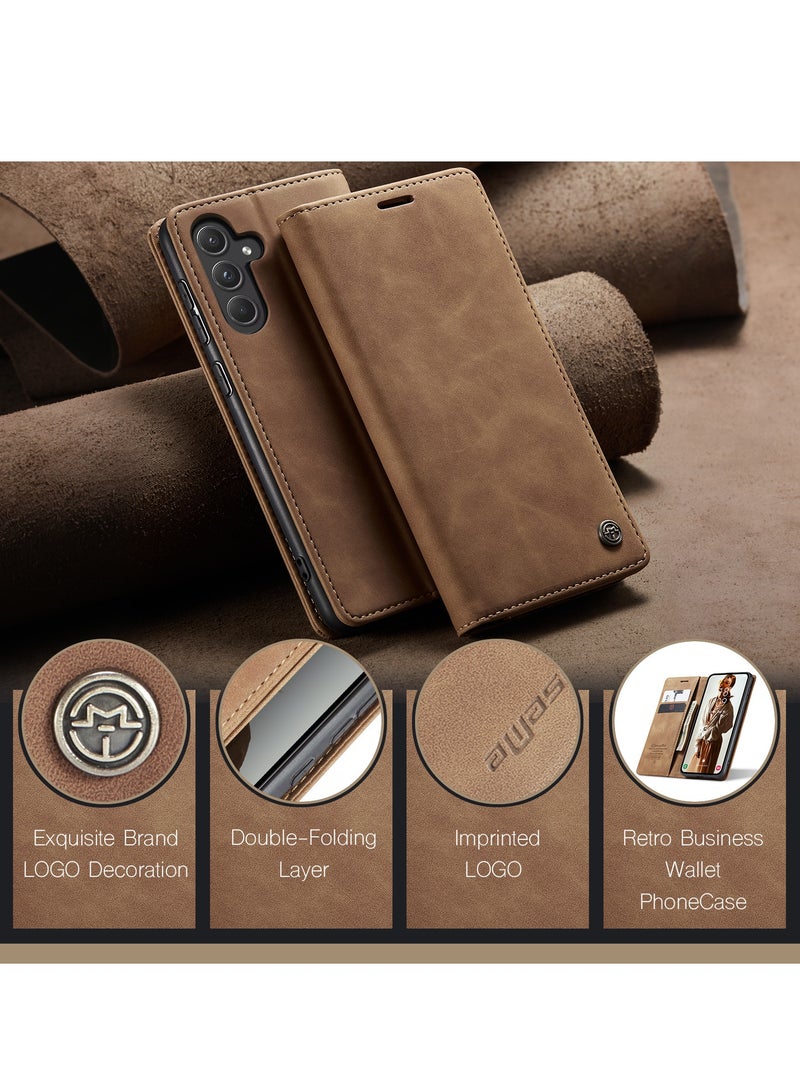 CaseMe For Samsung Galaxy A-55 Cover, Soft PU Leather Shockproof Mobile Phone Wallet Case, Full Body Protective Flip Cover Magnetic Adsorption Back Cover - Image 4
