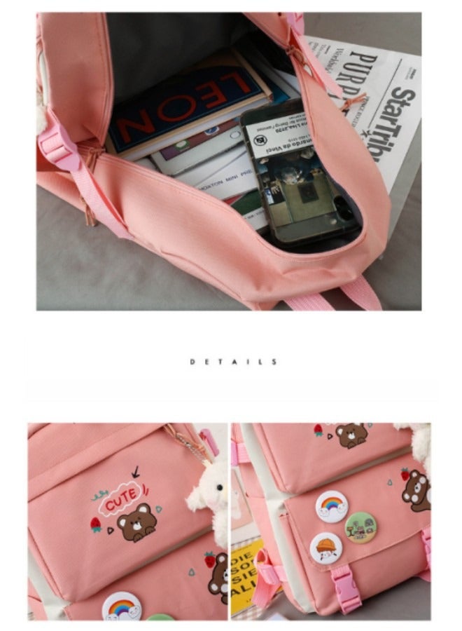 5Pcs Accessories Backpack with Pin & Set Backpack Kawaii Backpack School Bags for Teen Girl with Badge&Pendant Shoulder Bag Pencil Box Tote Bag Small Bag  - Image 4