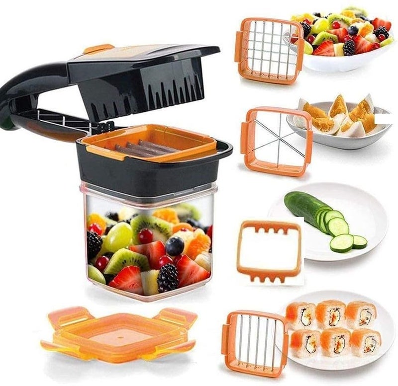 Drashti Villa Drashti Villa Plastic Multifunction Manual 5 in 1 Quick Vegetables and Fruits Dicer Slicer Cutter Chopper for Home Kitchen Multicolour  - Image 1