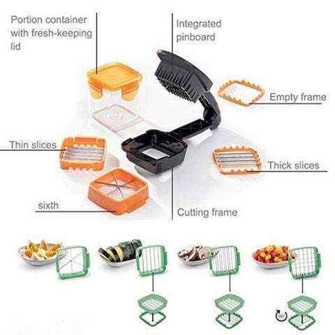 Drashti Villa Drashti Villa Plastic Multifunction Manual 5 in 1 Quick Vegetables and Fruits Dicer Slicer Cutter Chopper for Home Kitchen Multicolour  - Image 4