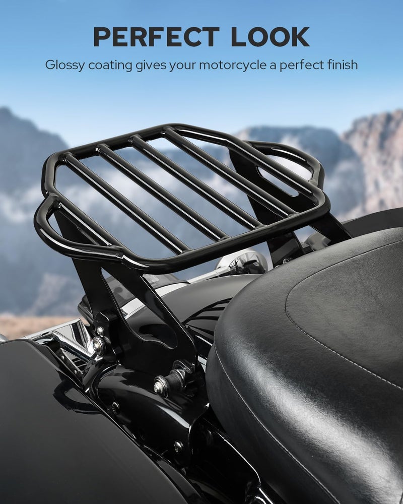 Benlari Gloss Black Detachable Luggage Rack 2-Up Mounting Rack Compatible for Harley Touring Road King Street Electra Glide 2009-2024 2021 2020 2019 2018 2017 2016 2015 2014 2013 2012 2011 2023 - Image 5